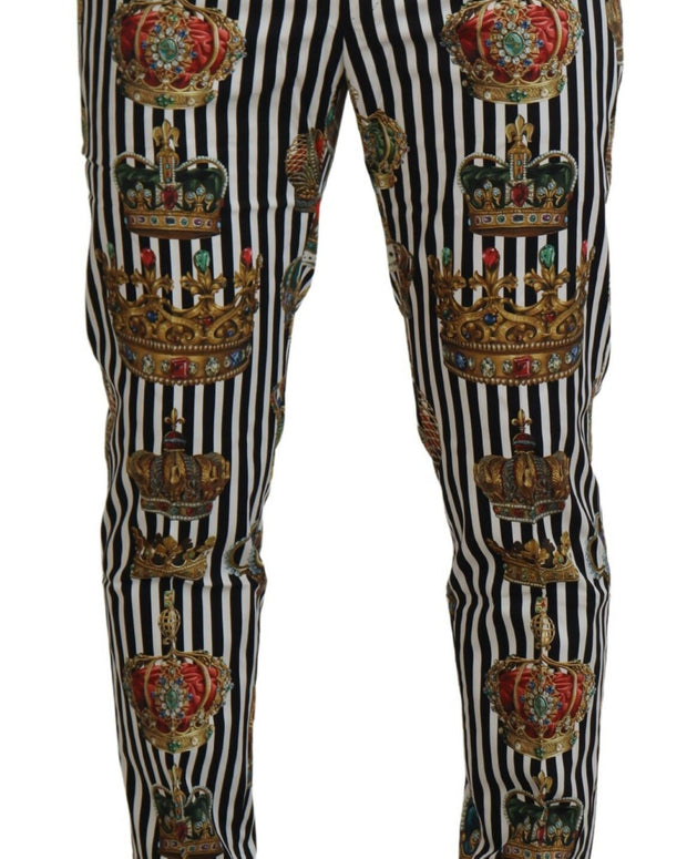 White Cotton Stretch Crown Trouser Pants