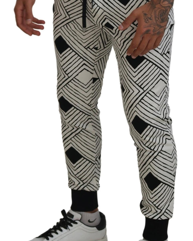 Black White Cotton Trousers Sport Pants