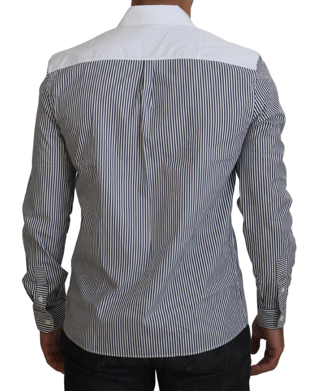 Gray White Striped Slim Fit Shirt