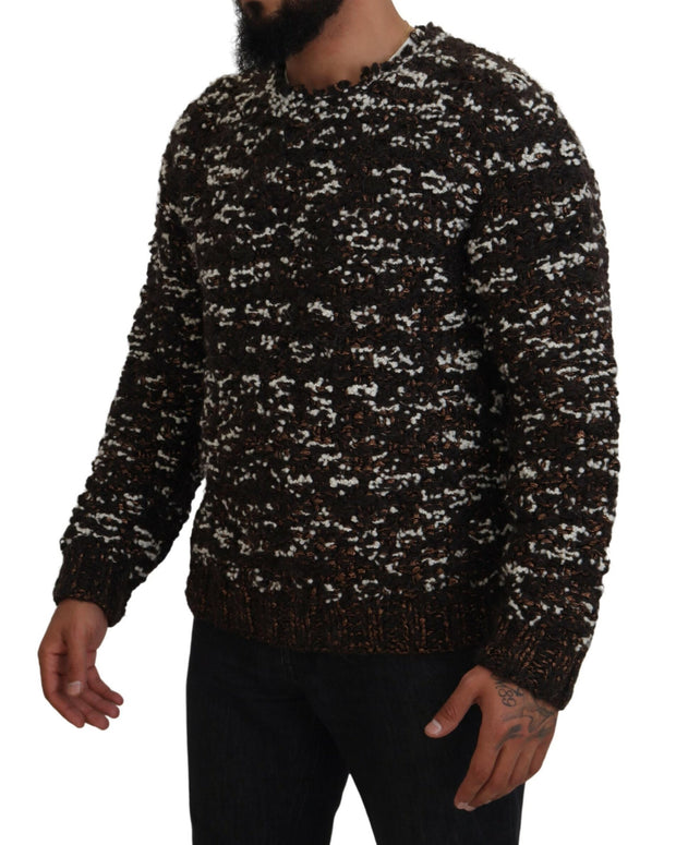 Brown Knitted Wool Fatto A Mano Sweater
