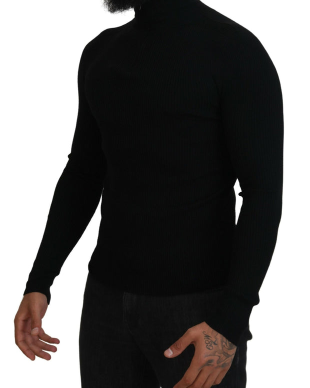 Black Half Zip Turtleneck Pullover Sweater