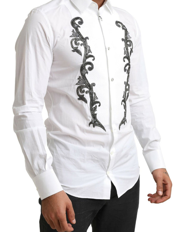 White Tuxedo Slim Fit Baroque Shirt