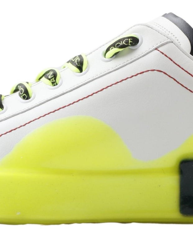 White Yellow Portofino Leather Sneakers Shoes