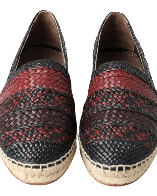 Black Bordeaux Buffalo Leather Espadrille Shoes