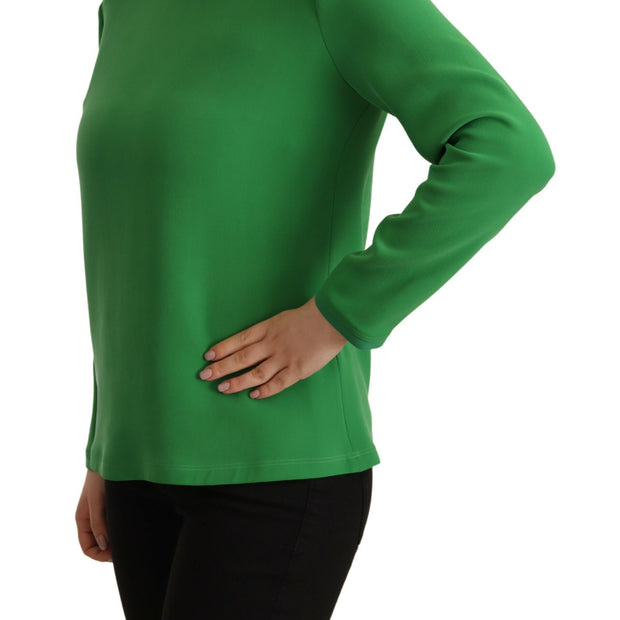 Elegant Silk Long Sleeve Sweater in Lush Green