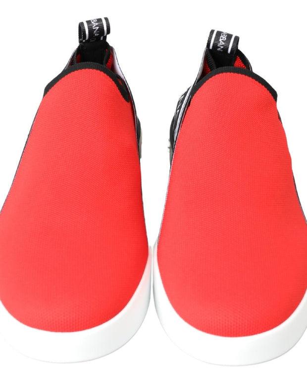 Red White Flat Sneakers Loafers Shoes