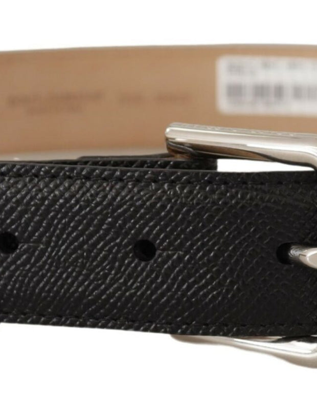 Black Calf Leather Brown Backend Metal Buckle Belt
