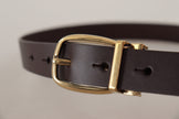 Dark Brown Calf Leather Gold Tone Metal Buckle