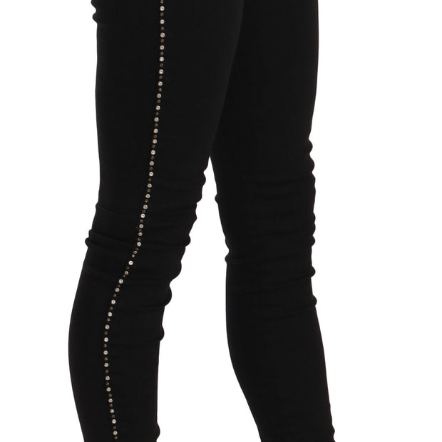 Chic Mid Waist Skinny Black Denim