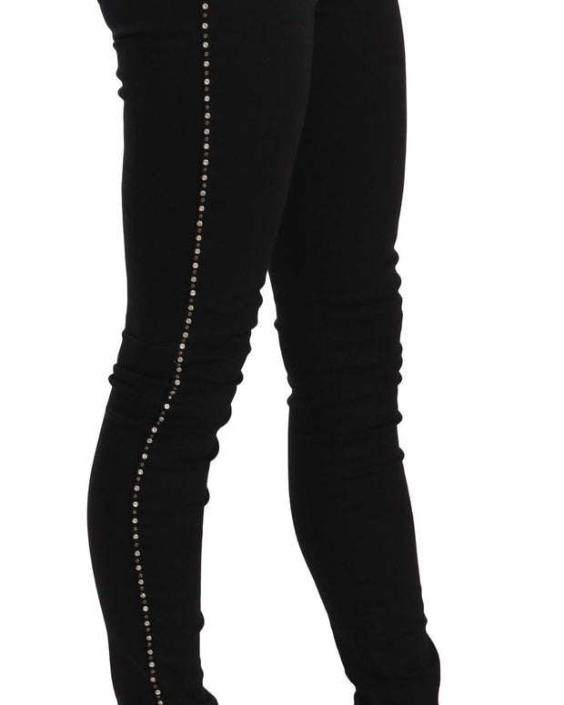 Chic Mid Waist Skinny Black Denim