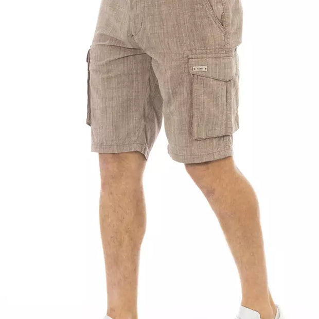 Brown Cotton Men Cargo Short