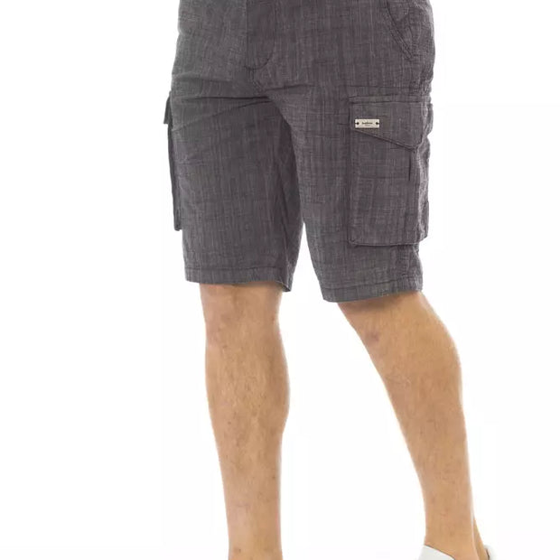 Black Cotton Men Cargo Short