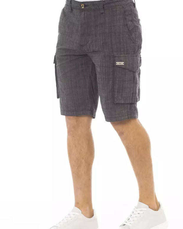 Black Cotton Men Cargo Short