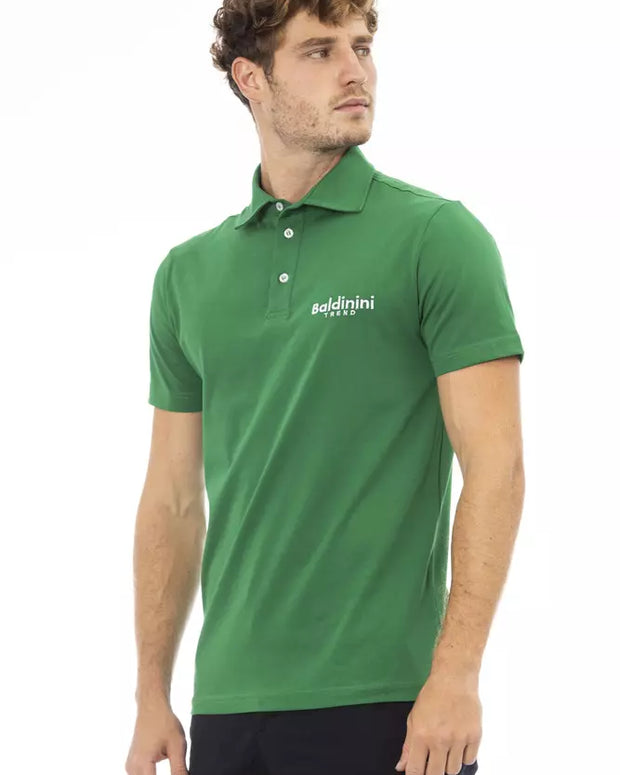 Green Cotton Men Polo