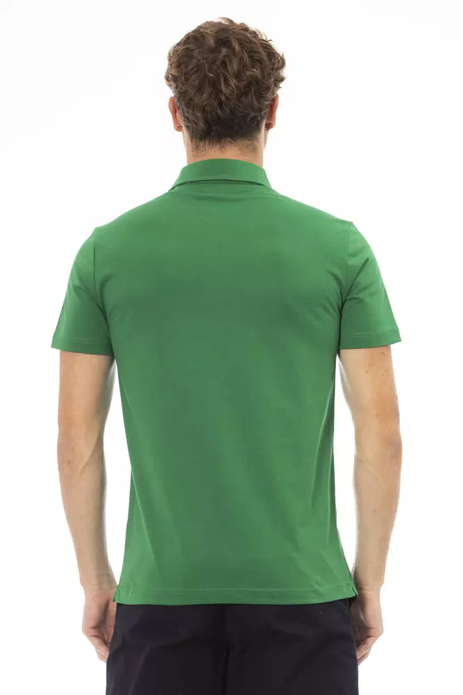 Green Cotton Men Polo Shirt