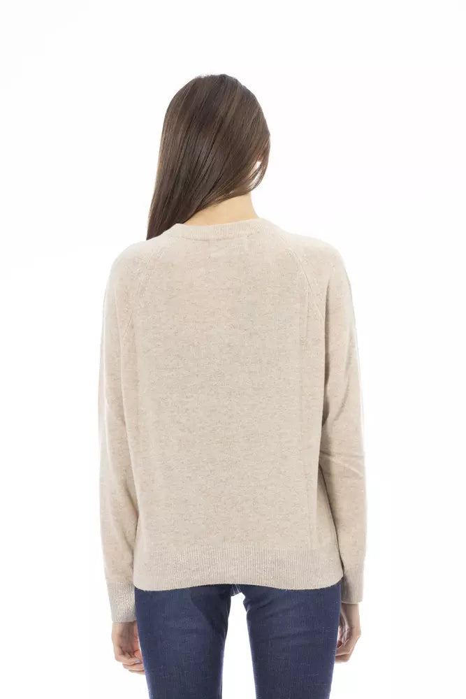 Beige Cashmere Women Sweater