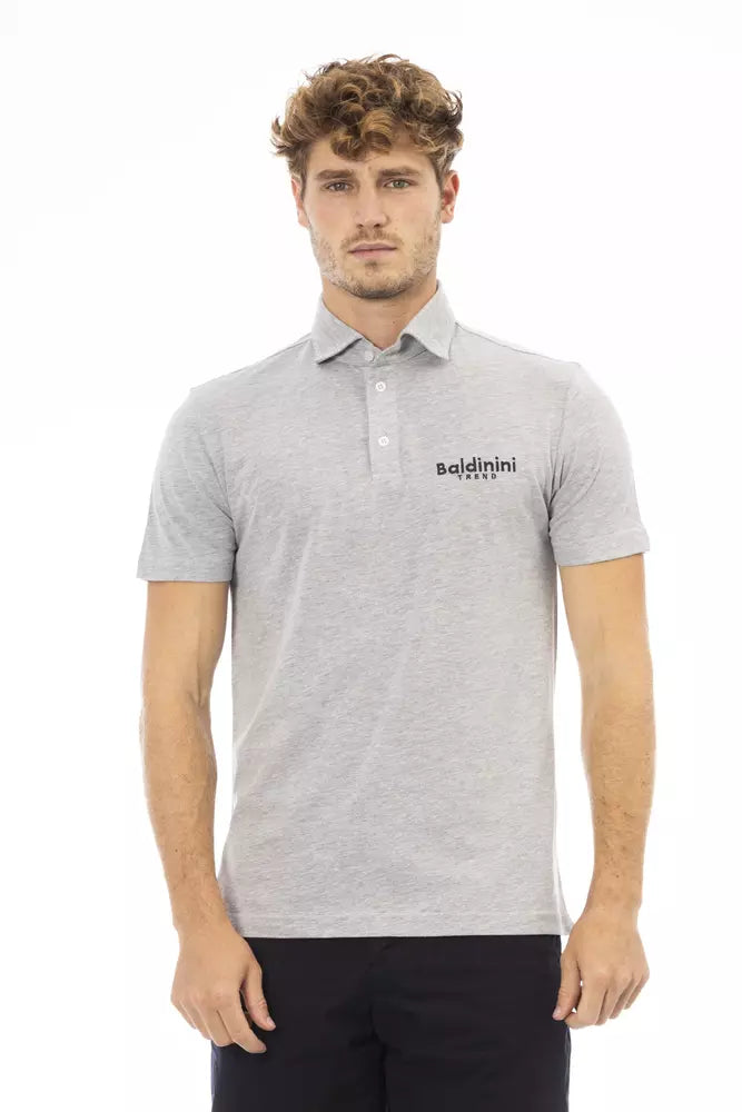 Gray Cotton Men Polo Shirt