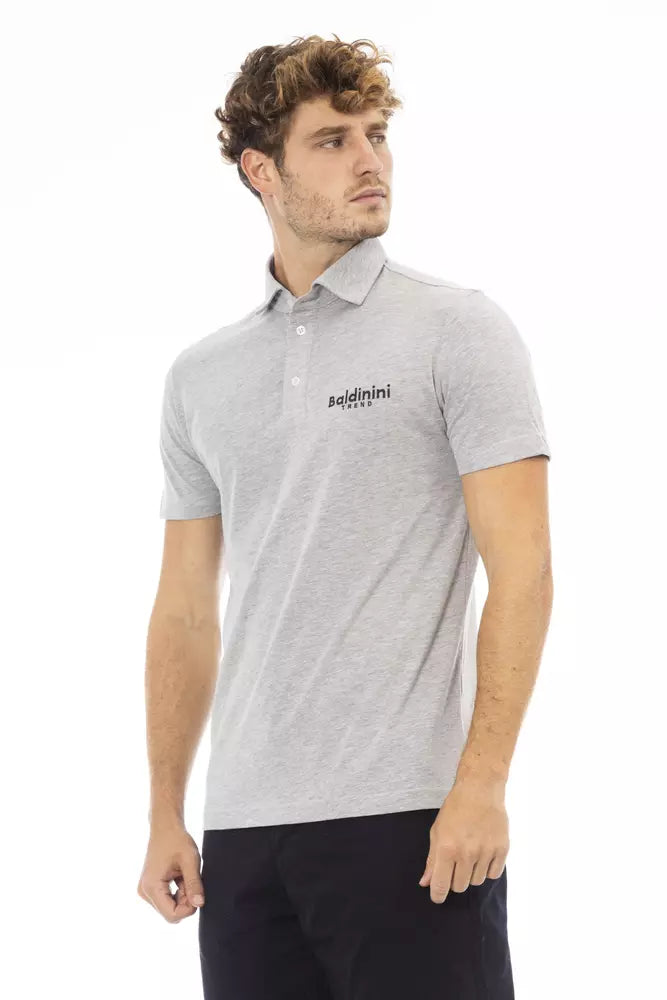 Gray Cotton Men Polo Shirt