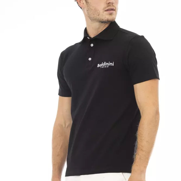 Black Cotton Men Polo