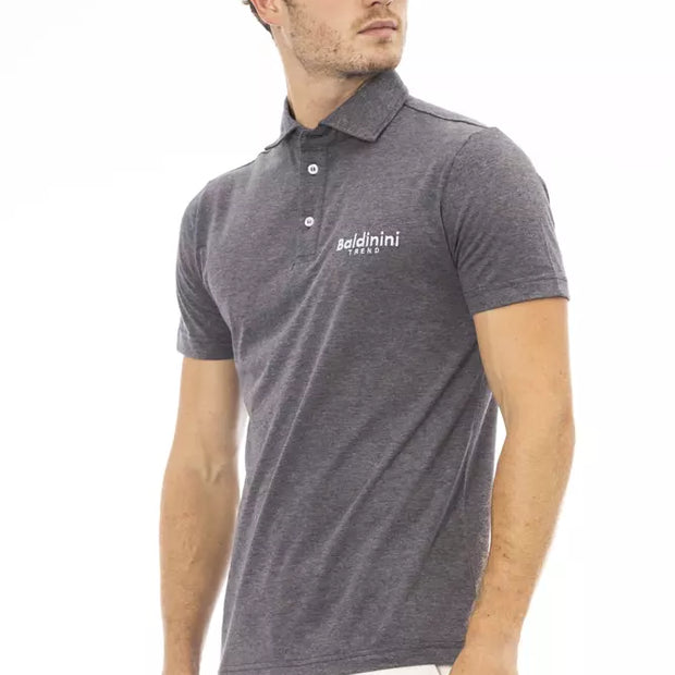 Gray Cotton Men Polo