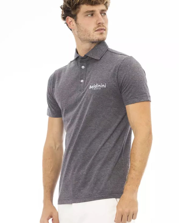 Gray Cotton Men Polo Shirt
