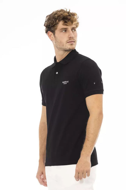 Black Cotton Men Polo Shirt