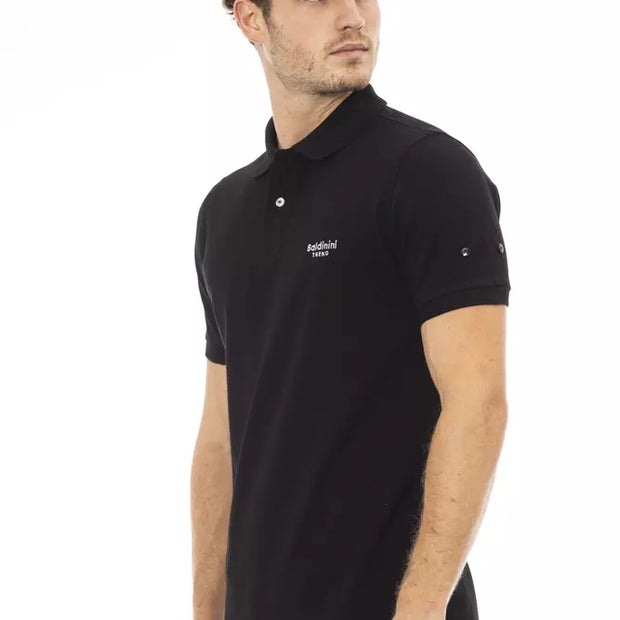 Black Cotton Men Polo Shirt