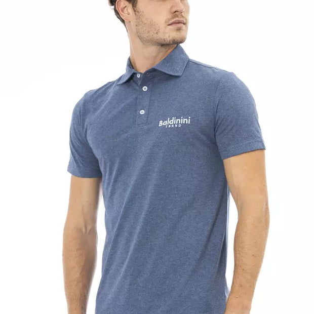 Blue Cotton Men Polo