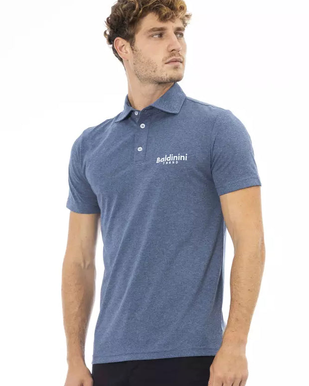 Blue Cotton Men Polo Shirt