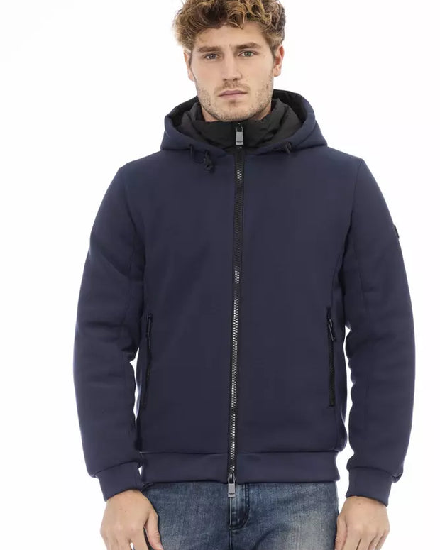 Blue Polyester Men Jacket