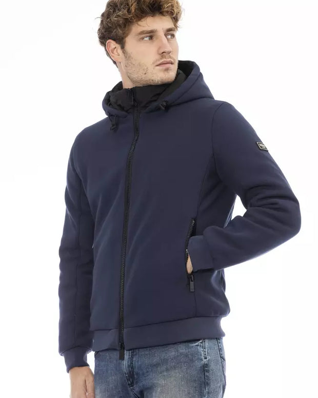 Blue Polyester Men Jacket