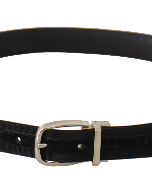 Belt Black Calf Leather Silver Tone Metal Buckle