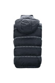 Elegant Black Logo Band Vest with Detachable Hood