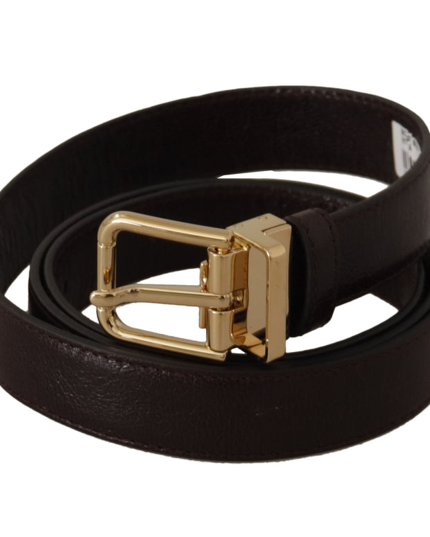 Brown Leather Gold Metal Buckle Belt