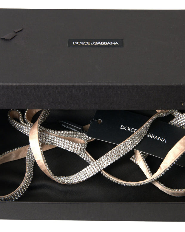 Beige Silk Clear Crystal Bow Waist Belt
