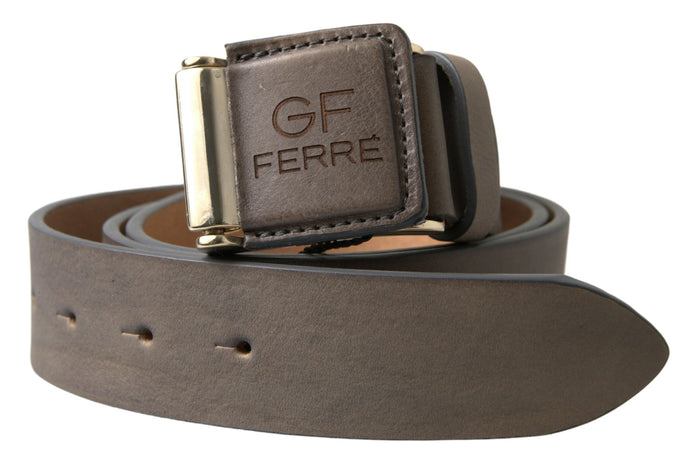 Elegant Leather Fashion Belt with Engraved Buckle