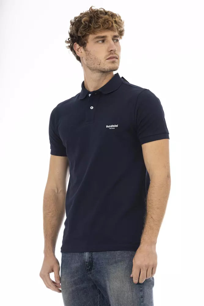 Blue Cotton Men Polo Shirt