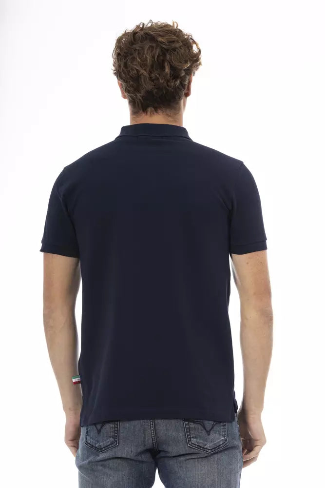 Blue Cotton Men Polo Shirt