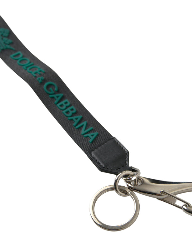 Black DG Logo Rubber Silver Tone Metal Keychain
