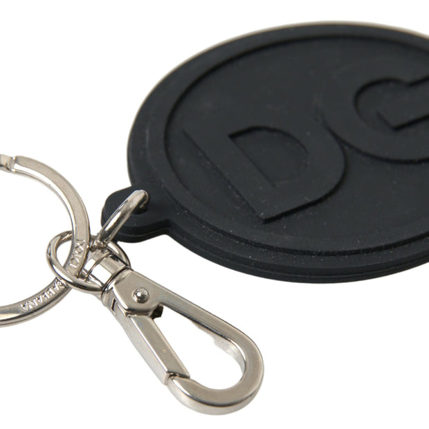 Elegant Black Rubber and Brass Keychain