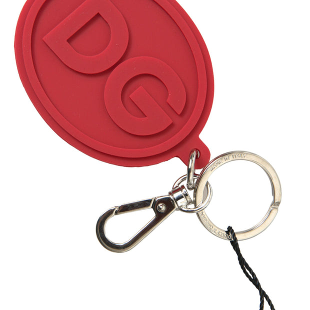 Chic Red Rubber and Brass Designer Keychain