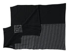Black Gray Stripe Wool Neck Wrap Shawl Scarf