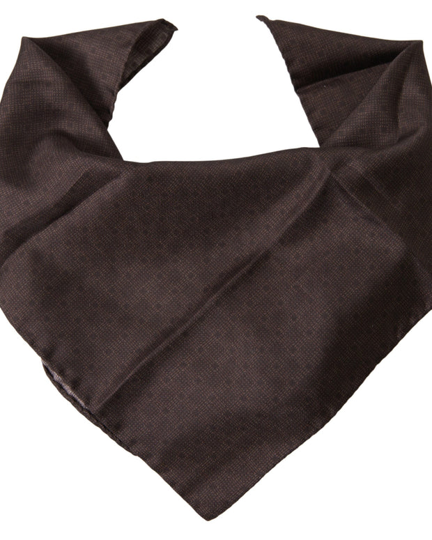 Brown Patterned Silk Square Handkerchief Scarf