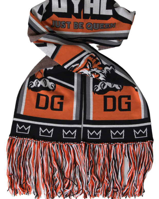 Multicolor Wool DG Royals Wrap Fringe Scarf