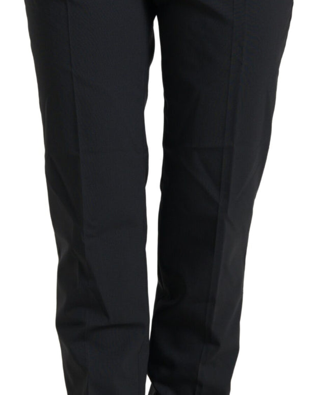 Black Wool High Waist Tapered Pants