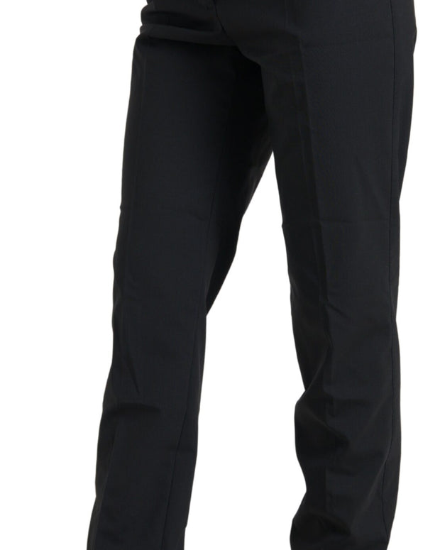 Black Wool High Waist Tapered Pants