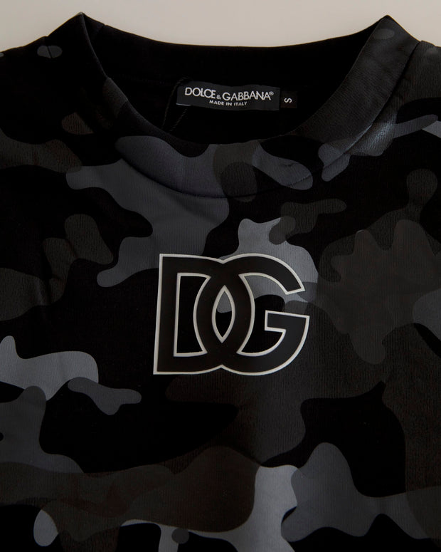 Black Camouflage Round Neck Sweatshirt Sweater