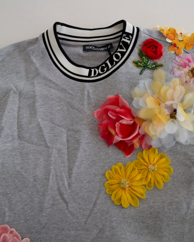 Gray DG Amore Queen Floral Pullover Sweater