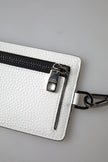 White Leather Lanyard Logo Card Holder Men Wallet