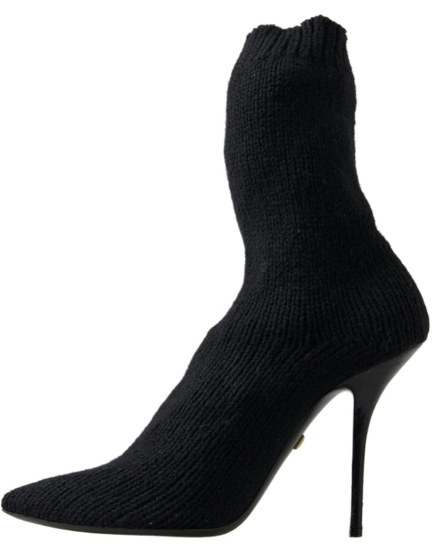 Black Stiletto Heel Mid Calf Women Boot Shoes